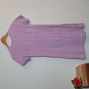 Vintage Handmade Medal Zipper Dress Short Sleeve Ribbed S